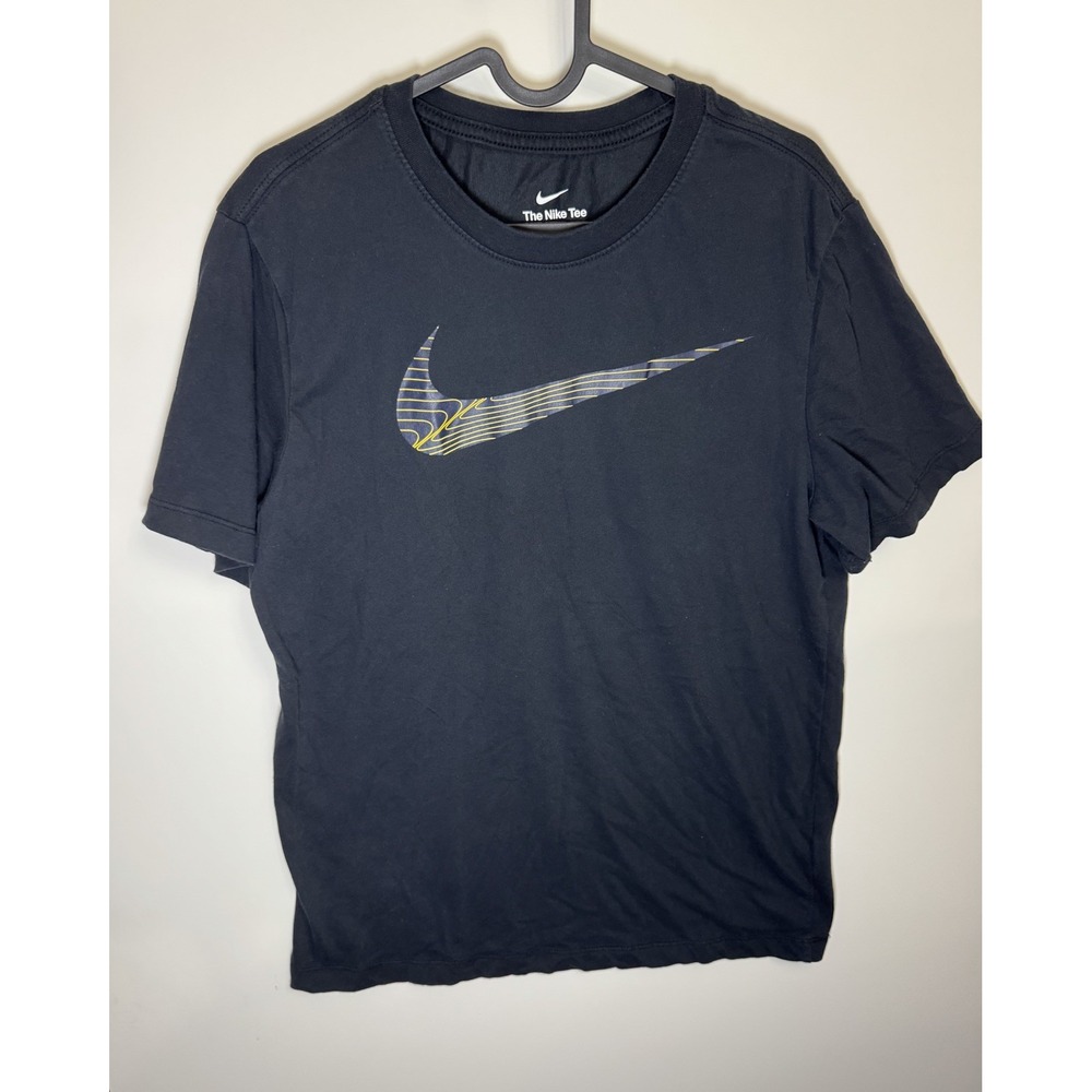 Nike‎ Shirt Mens M Black Dri-FIT Swoosh Topo Graphic Athletic Tee